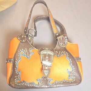 P&G Collection- Wester Style Purse- Unused- Brown/Turqoise with silver accents